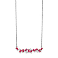14k White Gold Ruby and Diamond 18 in. Bar Necklace-PM7180-RU-012-WA