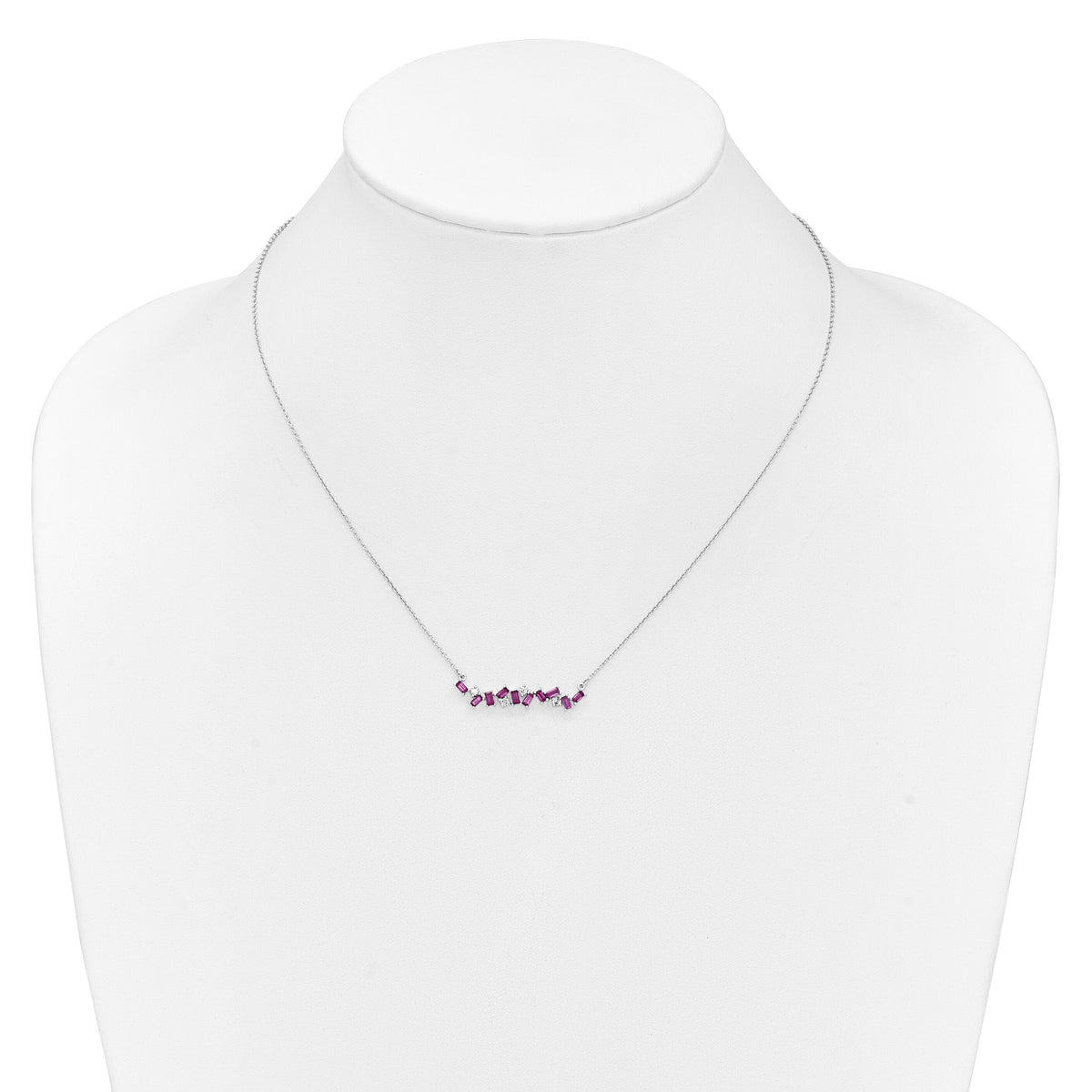 14k White Gold Ruby and Diamond 18 in. Bar Necklace-PM7180-RU-012-WA
