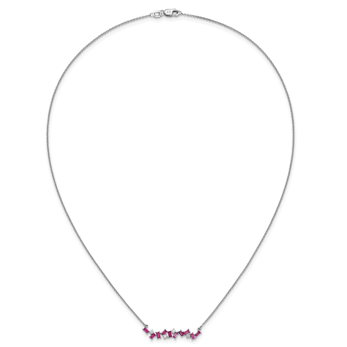 14k White Gold Ruby and Diamond 18 in. Bar Necklace-PM7180-RU-012-WA