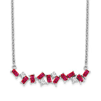 14k White Gold Ruby and Diamond 18 in. Bar Necklace-PM7180-RU-012-WA