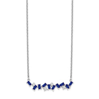 14k White Gold Sapphire and Diamond 18 in. Bar Necklace-PM7180-SA-012-WA