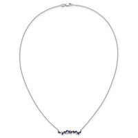 14k White Gold Sapphire and Diamond 18 in. Bar Necklace-PM7180-SA-012-WA