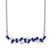 14k White Gold Sapphire and Diamond 18 in. Bar Necklace-PM7180-SA-012-WA