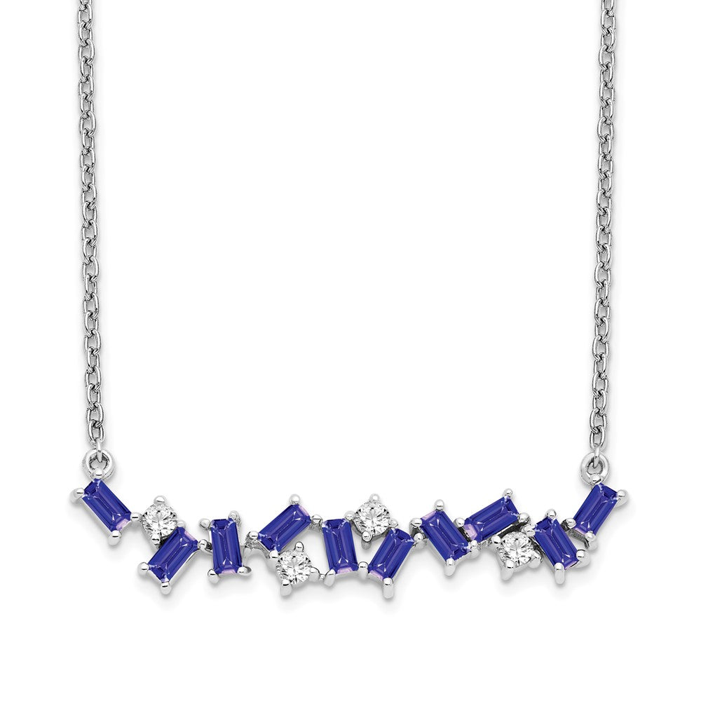 14k White Gold Tanzanite and Diamond 18 in. Bar Necklace-PM7180-TZ-012-WA