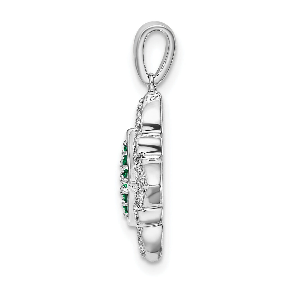 14k White Gold Emerald and Diamond Vintage Pendant-PM7181-EM-015-WA