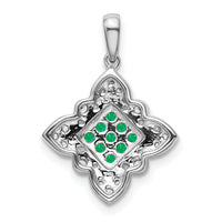 14k White Gold Emerald and Diamond Vintage Pendant-PM7181-EM-015-WA