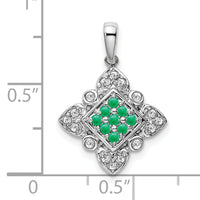 14k White Gold Emerald and Diamond Vintage Pendant-PM7181-EM-015-WA