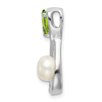 14k White Gold Peridot/FWC Pearl/Diamond Infinity Chain Slide-PM7182-PE-003-WA