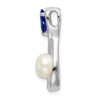14k White Gold Sapphire/FWC Pearl/Diamond Infinity Chain Slide-PM7182-SA-004-WA