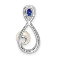 14k White Gold Sapphire/FWC Pearl/Diamond Infinity Chain Slide-PM7182-SA-004-WA