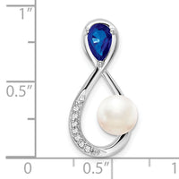 14k White Gold Sapphire/FWC Pearl/Diamond Infinity Chain Slide-PM7182-SA-004-WA