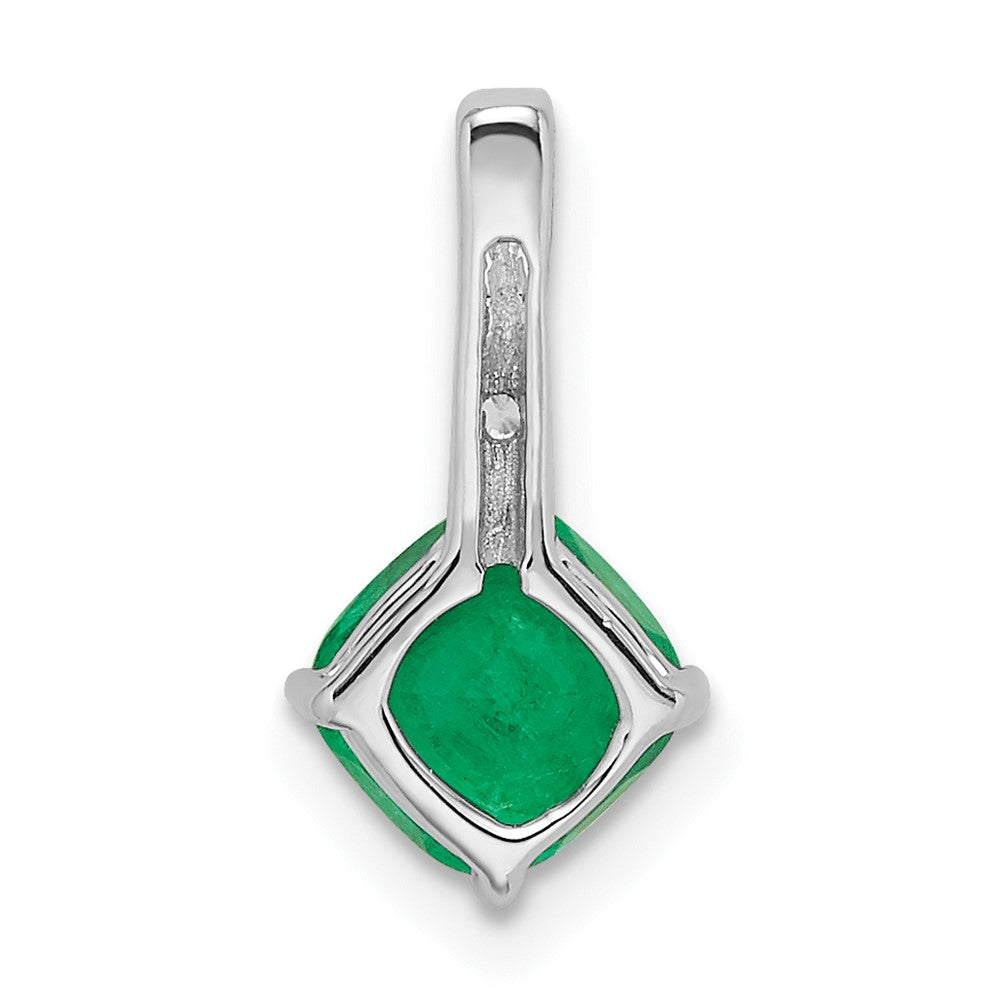 14k White Gold Cushion Emerald and Diamond Pendant-PM7183-EM-001-WA