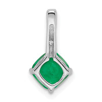 14k White Gold Cushion Emerald and Diamond Pendant-PM7183-EM-001-WA