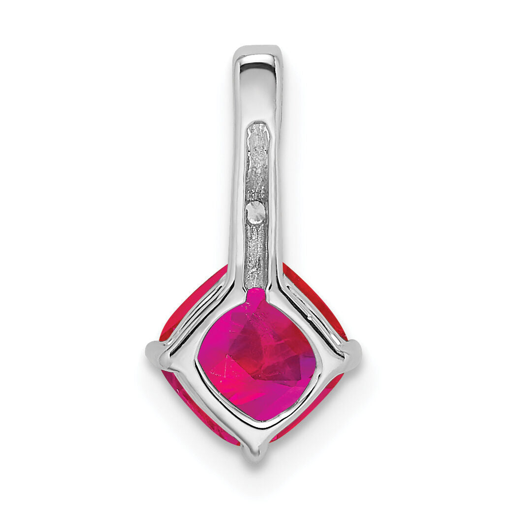 14k White Gold Cushion Ruby and Diamond Pendant-PM7183-RU-001-WA