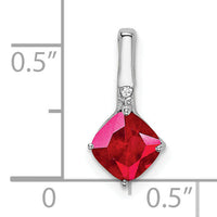 14k White Gold Cushion Ruby and Diamond Pendant-PM7183-RU-001-WA