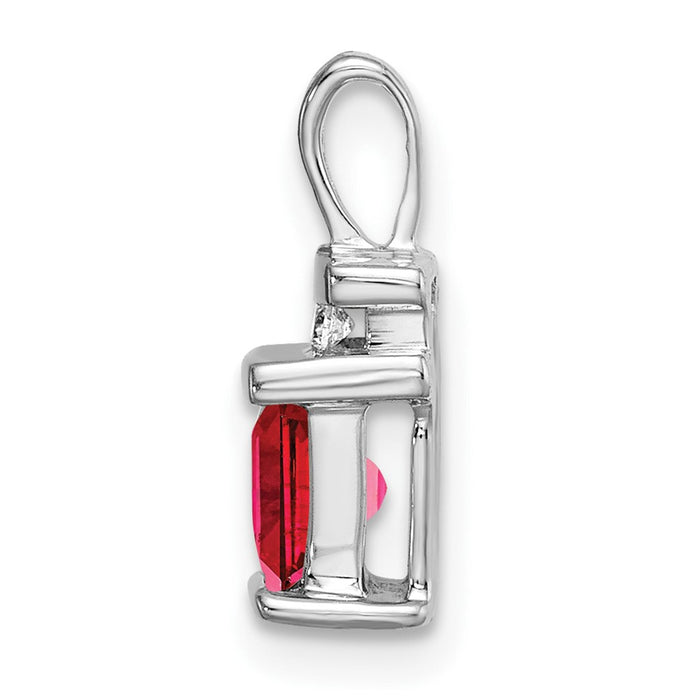 14k White Gold Square Ruby and Diamond Pendant-PM7184-RU-003-WA