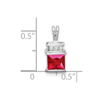 14k White Gold Square Ruby and Diamond Pendant-PM7184-RU-003-WA