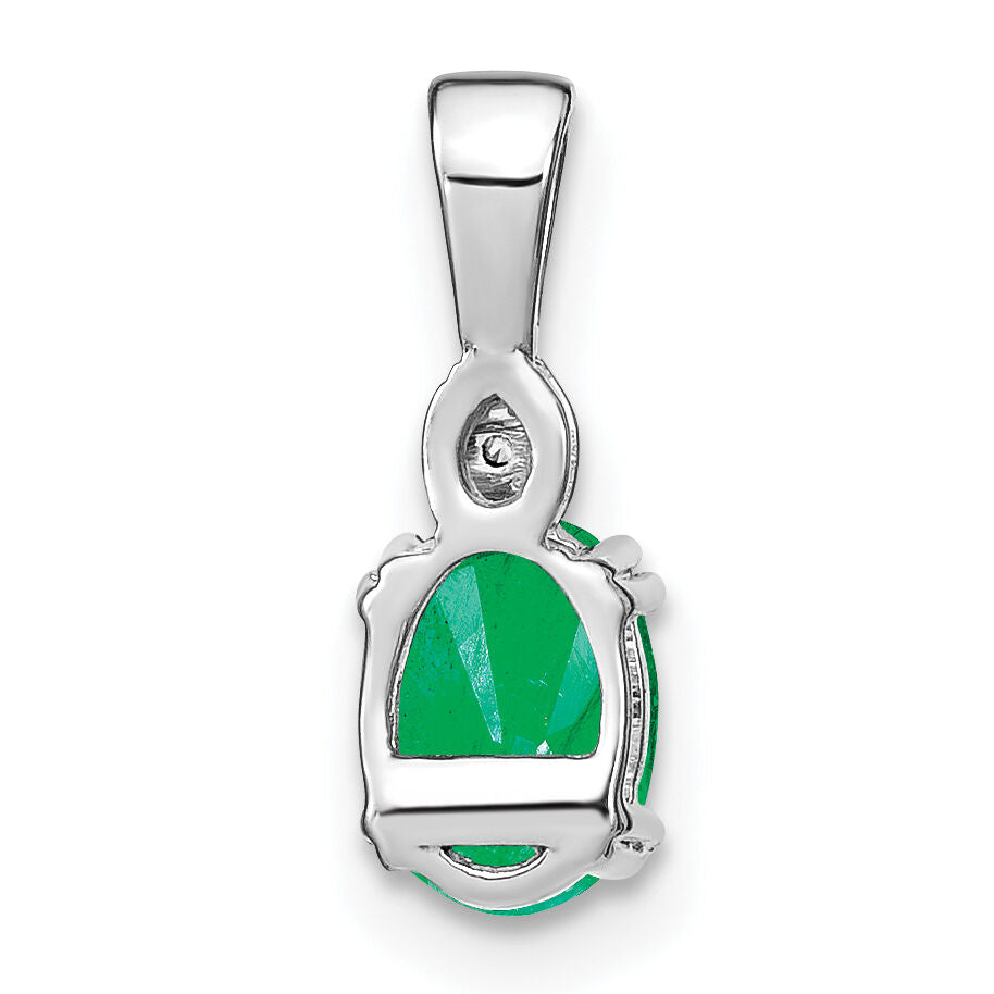 14k White Gold Oval Emerald and Diamond Pendant-PM7185-EM-001-WA