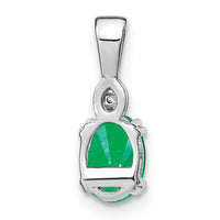14k White Gold Oval Emerald and Diamond Pendant-PM7185-EM-001-WA