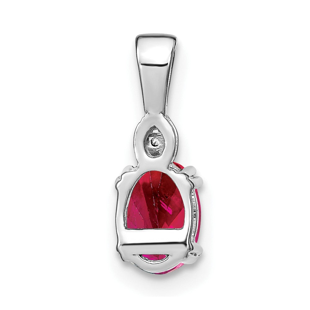 14k White Gold Oval Ruby and Diamond Pendant-PM7185-RU-001-WA