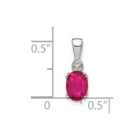 14k White Gold Oval Ruby and Diamond Pendant-PM7185-RU-001-WA