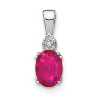 14k White Gold Oval Ruby and Diamond Pendant-PM7185-RU-001-WA