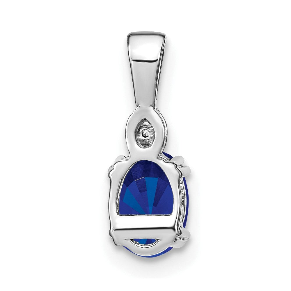 14k White Gold Oval Sapphire and Diamond Pendant-PM7185-SA-001-WA
