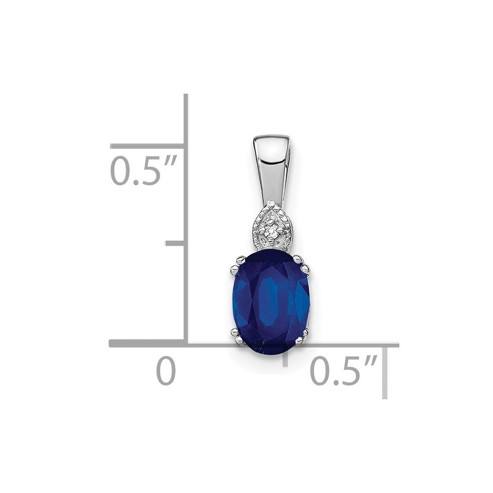 14k White Gold Oval Sapphire and Diamond Pendant-PM7185-SA-001-WA