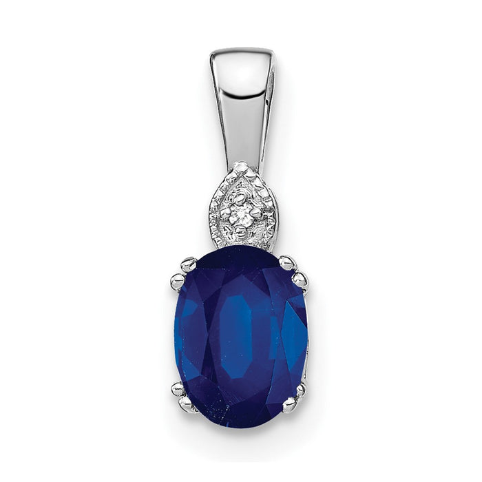 14k White Gold Oval Sapphire and Diamond Pendant-PM7185-SA-001-WA