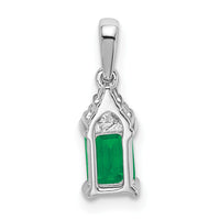 14k White Gold Rectangle Emerald and Diamond Pendant-PM7186-EM-007-WA