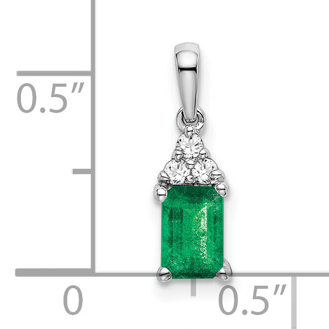 14k White Gold Rectangle Emerald and Diamond Pendant-PM7186-EM-007-WA