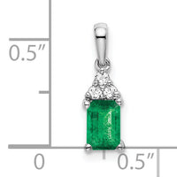 14k White Gold Rectangle Emerald and Diamond Pendant-PM7186-EM-007-WA