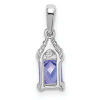 14k White Gold Emerald-shape Tanzanite and Diamond Pendant-PM7186-TZ-007-WA
