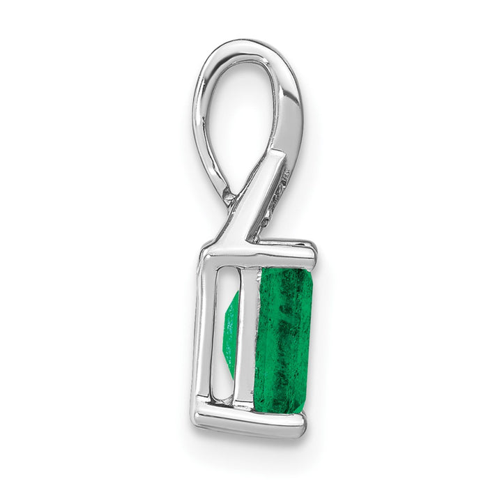14k White Gold Rectangle Emerald and Diamond Pendant-PM7187-EM-002-WA