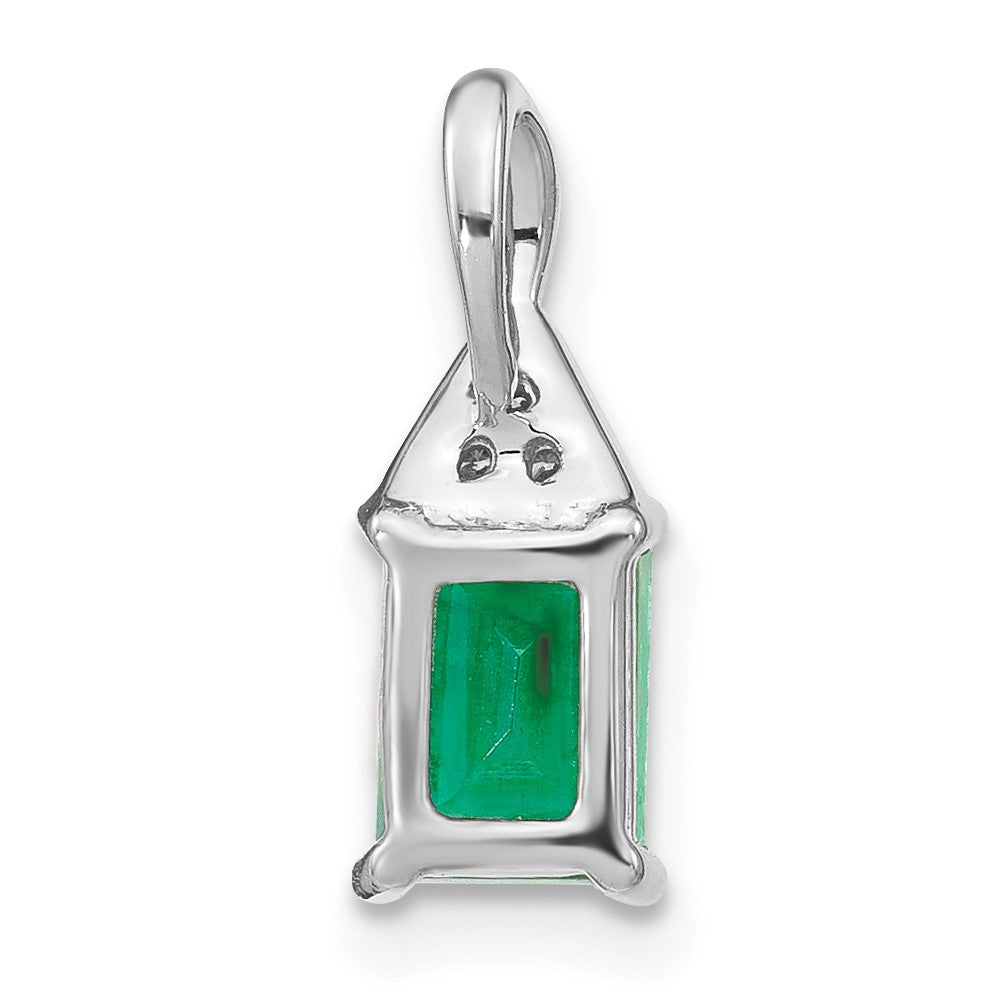 14k White Gold Rectangle Emerald and Diamond Pendant-PM7187-EM-002-WA
