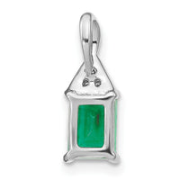 14k White Gold Rectangle Emerald and Diamond Pendant-PM7187-EM-002-WA