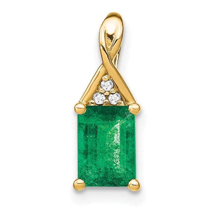 14k Rectangle Emerald and Diamond Pendant-PM7187-EM-002-YA