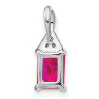 14k White Gold Emerald-shape Ruby and Diamond Pendant-PM7187-RU-002-WA
