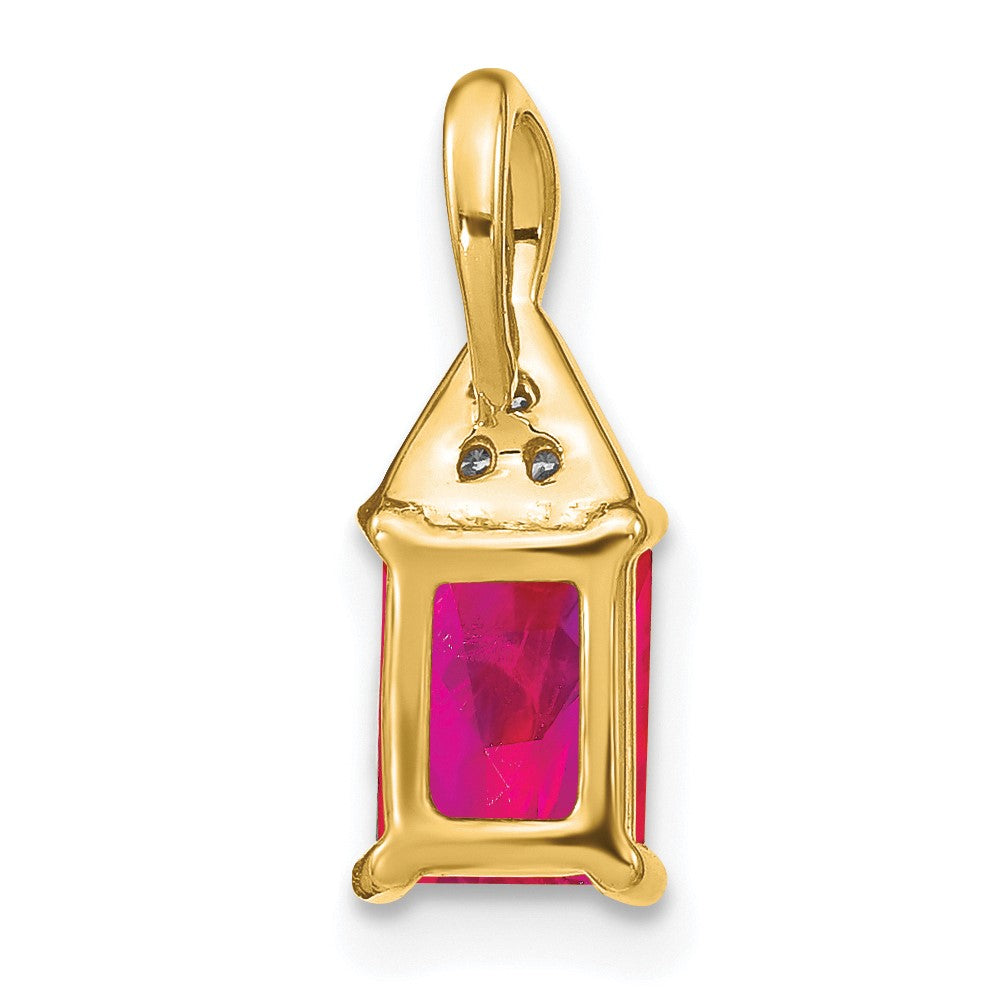 14k Emerald-shape Ruby and Diamond Pendant-PM7187-RU-002-YA