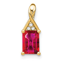 14k Emerald-shape Ruby and Diamond Pendant-PM7187-RU-002-YA