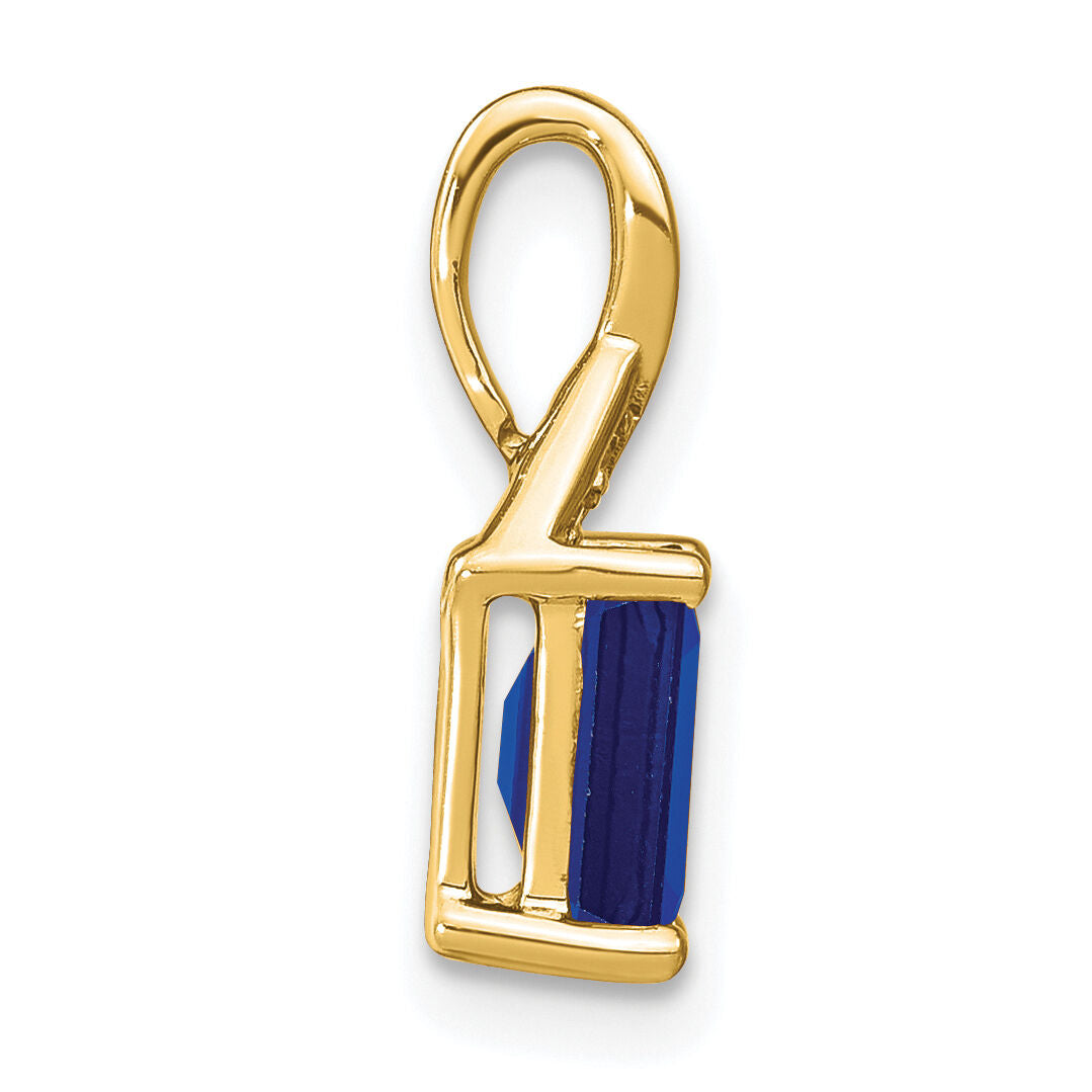 14k Emerald-shape Sapphire and Diamond Pendant-PM7187-SA-002-YA