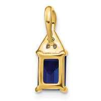 14k Emerald-shape Sapphire and Diamond Pendant-PM7187-SA-002-YA
