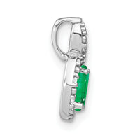 14k White Gold Oval Emerald and Diamond Pendant-PM7188-EM-004-WA