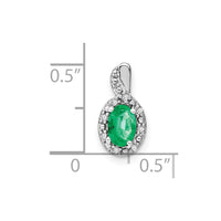 14k White Gold Oval Emerald and Diamond Pendant-PM7188-EM-004-WA