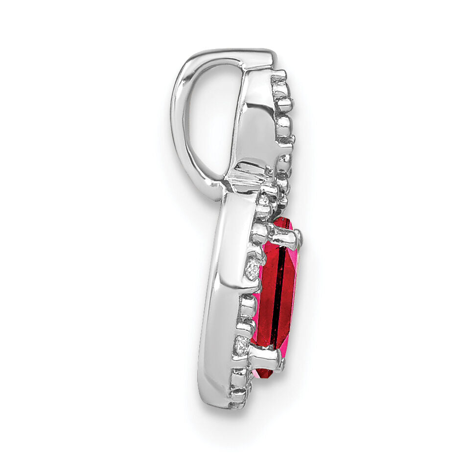 14k White Gold Oval Ruby and Diamond Pendant-PM7188-RU-004-WA