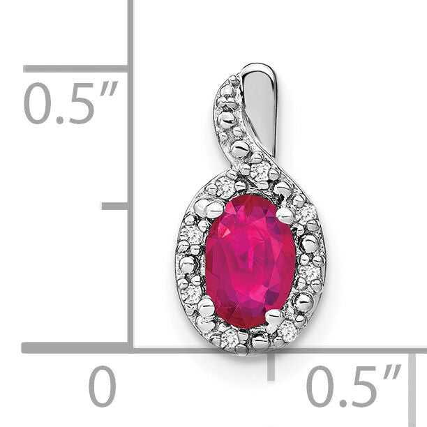 14k White Gold Oval Ruby and Diamond Pendant-PM7188-RU-004-WA