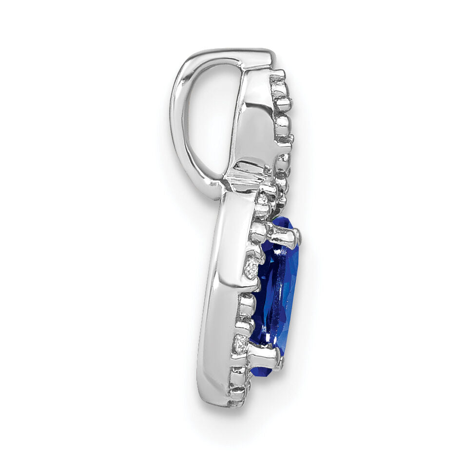 14k White Gold Oval Sapphire and Diamond Halo Pendant-PM7188-SA-004-WA