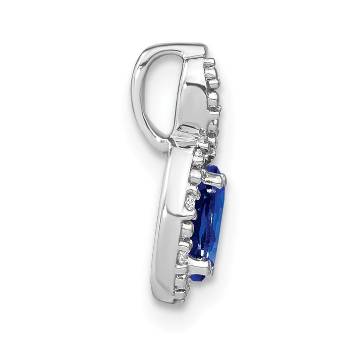 14k White Gold Oval Sapphire and Diamond Halo Pendant-PM7188-SA-004-WA