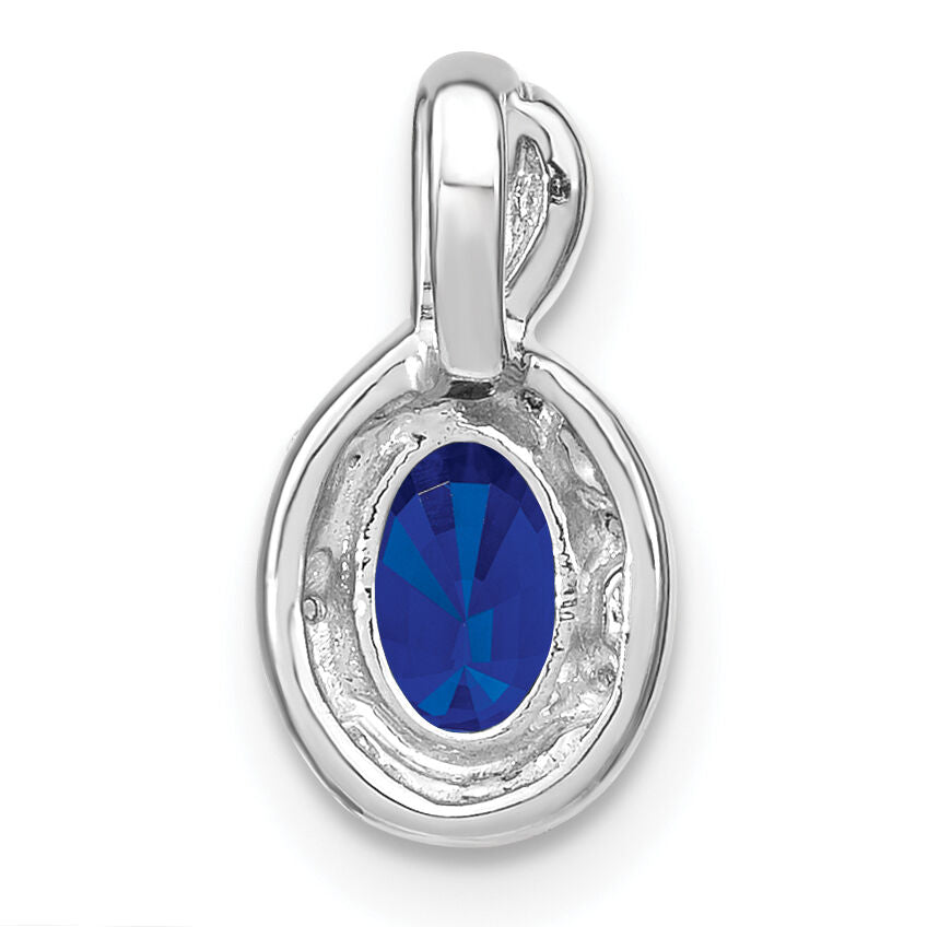 14k White Gold Oval Sapphire and Diamond Halo Pendant-PM7188-SA-004-WA
