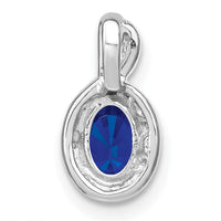 14k White Gold Oval Sapphire and Diamond Halo Pendant-PM7188-SA-004-WA